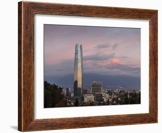 View over the Gran Torre Santiago from Cerro San Cristobal, Santiago, Chile, South America-Yadid Levy-Framed Photographic Print