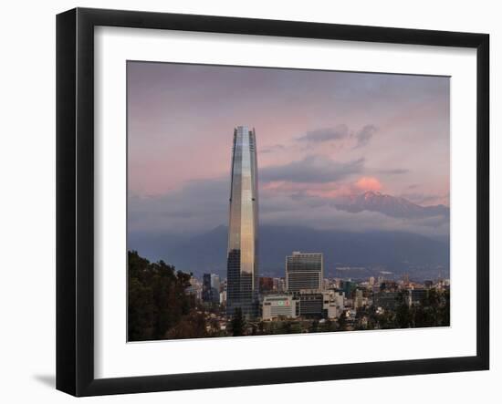 View over the Gran Torre Santiago from Cerro San Cristobal, Santiago, Chile, South America-Yadid Levy-Framed Photographic Print