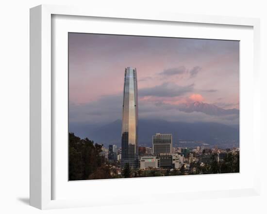 View over the Gran Torre Santiago from Cerro San Cristobal, Santiago, Chile, South America-Yadid Levy-Framed Photographic Print