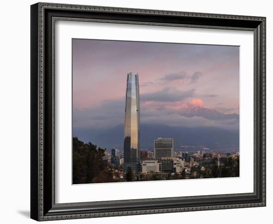 View over the Gran Torre Santiago from Cerro San Cristobal, Santiago, Chile, South America-Yadid Levy-Framed Photographic Print