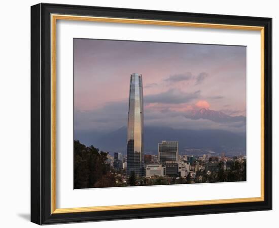 View over the Gran Torre Santiago from Cerro San Cristobal, Santiago, Chile, South America-Yadid Levy-Framed Photographic Print