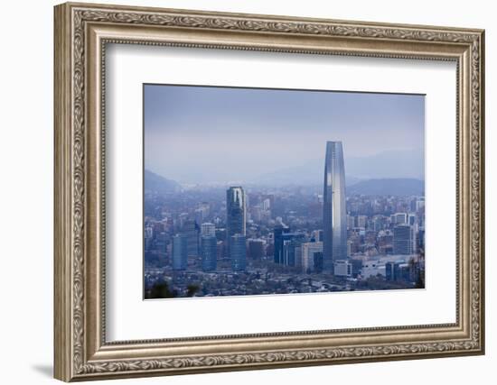 View over the Gran Torre Santiago from Cerro San Cristobal, Santiago, Chile, South America-Yadid Levy-Framed Photographic Print