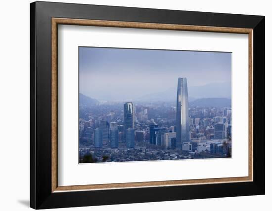 View over the Gran Torre Santiago from Cerro San Cristobal, Santiago, Chile, South America-Yadid Levy-Framed Photographic Print