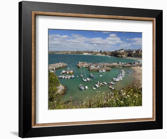 View over the Harbour, Newquay, Cornwall, England-Stuart Black-Framed Photographic Print