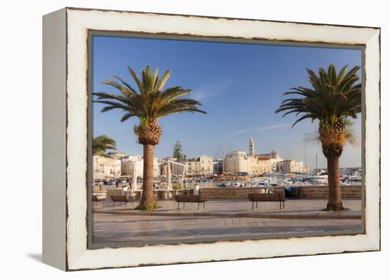 View over the harbour to San Nicola Pellegrino cathedral, Trani, Le Murge, Barletta-Andria-Trani di-Markus Lange-Framed Premier Image Canvas