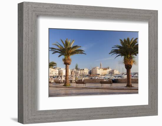 View over the harbour to San Nicola Pellegrino cathedral, Trani, Le Murge, Barletta-Andria-Trani di-Markus Lange-Framed Photographic Print