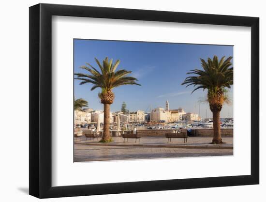 View over the harbour to San Nicola Pellegrino cathedral, Trani, Le Murge, Barletta-Andria-Trani di-Markus Lange-Framed Photographic Print