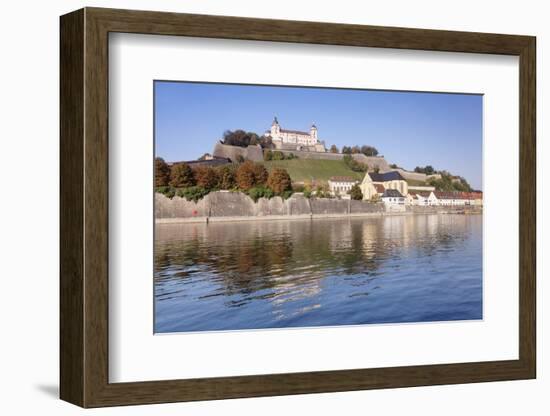 View over the Main River to Marienberg Fortress and St. Burkard Church in Autumn-Markus Lange-Framed Photographic Print