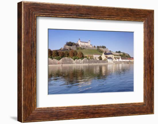 View over the Main River to Marienberg Fortress and St. Burkard Church in Autumn-Markus Lange-Framed Photographic Print