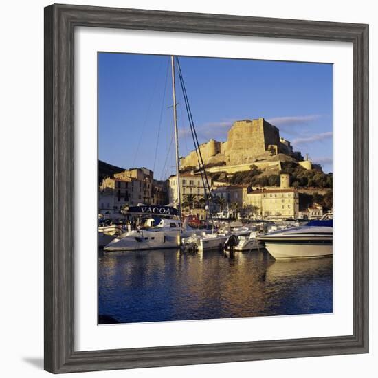 View over the Marina to Citadel and Haute Ville, Bonifacio, South Coast, Corsica, France, Mediterra-Stuart Black-Framed Photographic Print