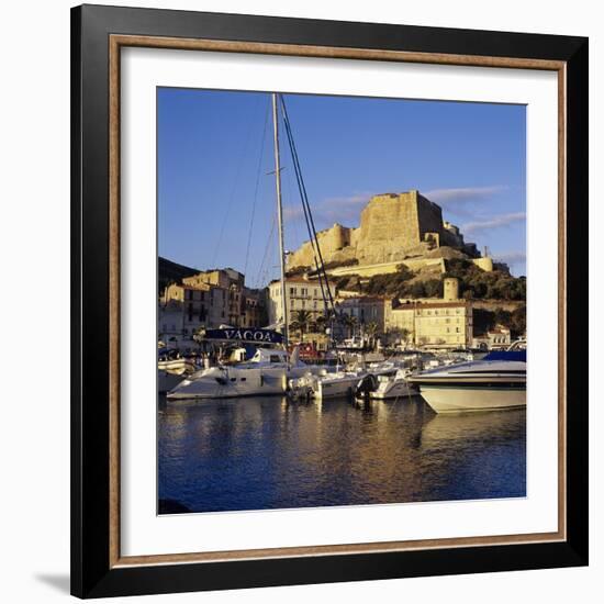 View over the Marina to Citadel and Haute Ville, Bonifacio, South Coast, Corsica, France, Mediterra-Stuart Black-Framed Photographic Print