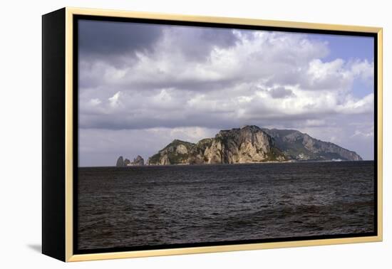 View over the Mediterranean Sea Towards the Island of Capri, Off the Amalfi Coast, Campania, Italy-Natalie Tepper-Framed Stretched Canvas