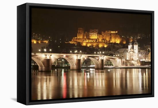 View over the Neckar River to Karl Theodor Bridge-Markus-Framed Premier Image Canvas