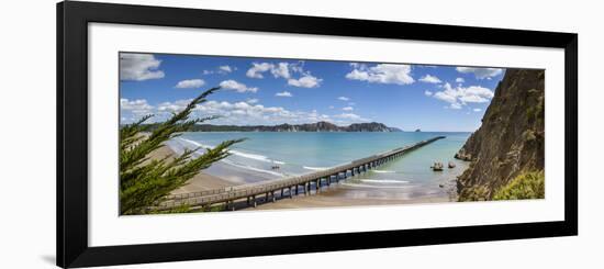 View over the Picturesque Tologa Bay Wharf, Tologa Bay, East Cape, North Island, New Zealand-Doug Pearson-Framed Photographic Print