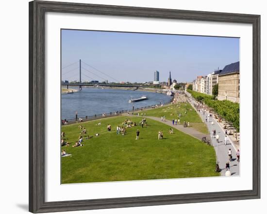 View Over the Rheinuferpromenade Along the River Rhine Towards the Old City, North Rhine Westphalia-Yadid Levy-Framed Photographic Print