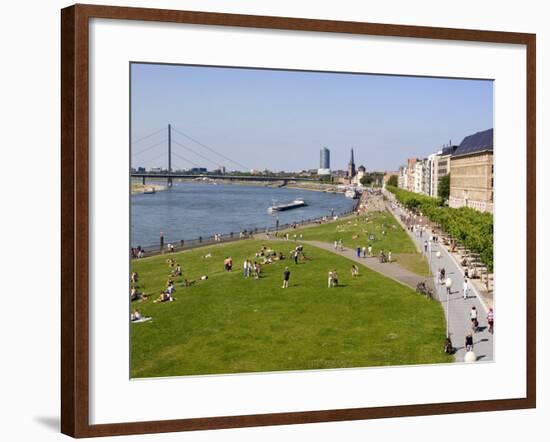 View Over the Rheinuferpromenade Along the River Rhine Towards the Old City, North Rhine Westphalia-Yadid Levy-Framed Photographic Print