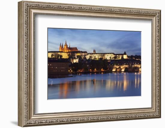 View over the River Vltava to Charles Bridge and the Castle District-Markus Lange-Framed Photographic Print