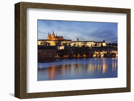 View over the River Vltava to Charles Bridge and the Castle District-Markus Lange-Framed Photographic Print