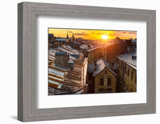 View over the Rooftops of the Historic Center of St. Petersburg, Russia during an Amazing Sunset.-De Visu-Framed Photographic Print