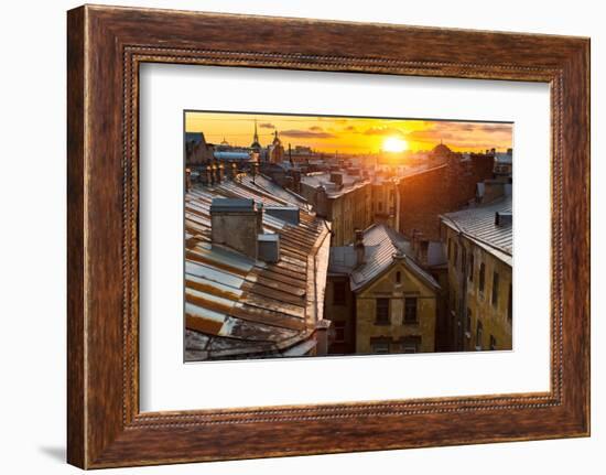 View over the Rooftops of the Historic Center of St. Petersburg, Russia during an Amazing Sunset.-De Visu-Framed Photographic Print