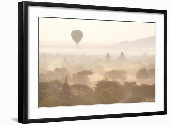 View over the Temples of Bagan Swathed in Early Morning Mist-Lee Frost-Framed Photographic Print