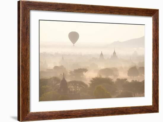 View over the Temples of Bagan Swathed in Early Morning Mist-Lee Frost-Framed Photographic Print