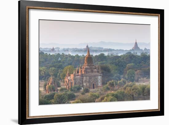 View over the Temples of Bagan Swathed in Early Morning Mist-Lee Frost-Framed Photographic Print