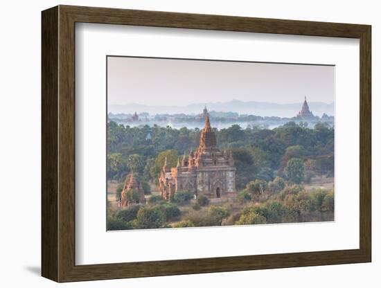 View over the Temples of Bagan Swathed in Early Morning Mist-Lee Frost-Framed Photographic Print