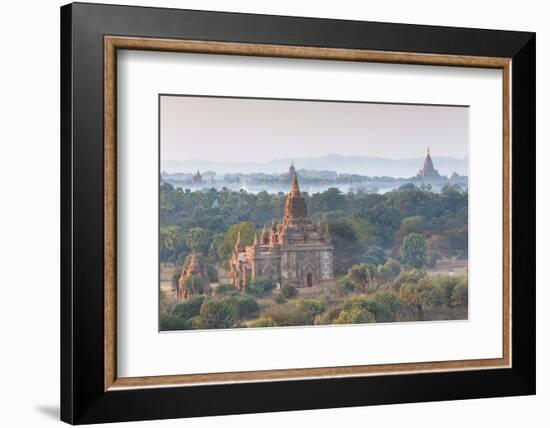 View over the Temples of Bagan Swathed in Early Morning Mist-Lee Frost-Framed Photographic Print