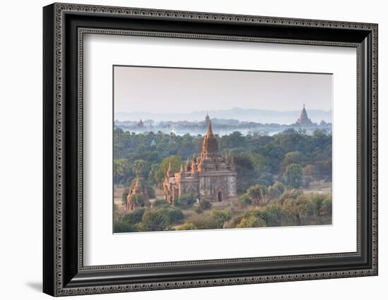 View over the Temples of Bagan Swathed in Early Morning Mist-Lee Frost-Framed Photographic Print