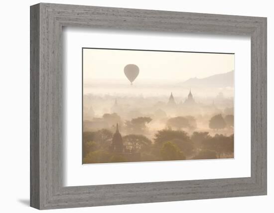 View over the Temples of Bagan Swathed in Early Morning Mist-Lee Frost-Framed Photographic Print