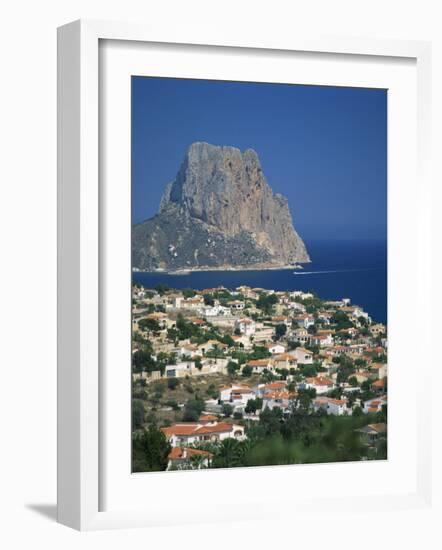 View over the Town of Calpe to the Rocky Headland of Penon De Ifach in Valencia, Spain-Richardson Rolf-Framed Photographic Print