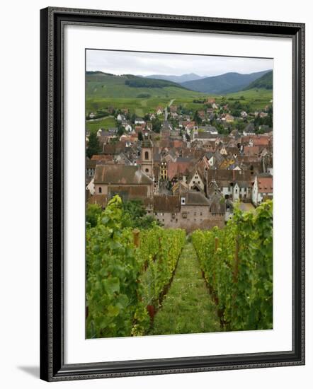 View over the Village of Riquewihr and Vineyards in the Wine Route Area, Alsace, France, Europe-Yadid Levy-Framed Photographic Print