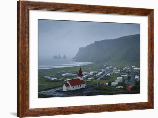 View over the Village of Vik on a Rainy Day, Iceland, Polar Regions-Yadid Levy-Framed Photographic Print