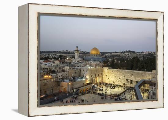 View over the Western Wall (Wailing Wall) and the Dome of the Rock Mosque, Jerusalem, Israel-Yadid Levy-Framed Premier Image Canvas