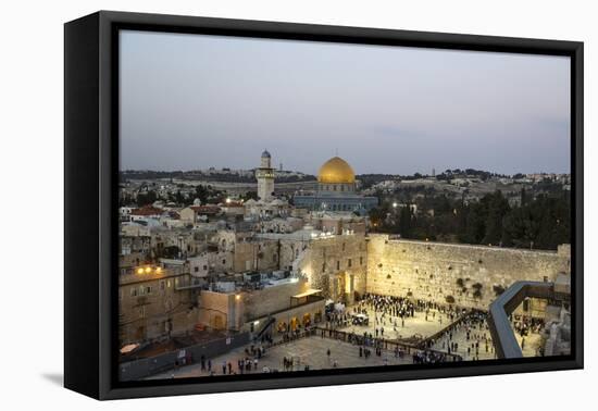 View over the Western Wall (Wailing Wall) and the Dome of the Rock Mosque, Jerusalem, Israel-Yadid Levy-Framed Premier Image Canvas