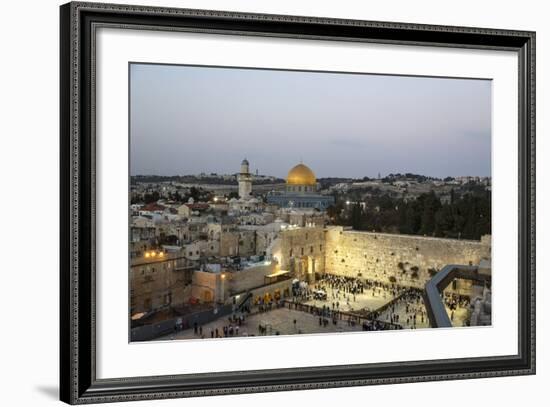 View over the Western Wall (Wailing Wall) and the Dome of the Rock Mosque, Jerusalem, Israel-Yadid Levy-Framed Photographic Print