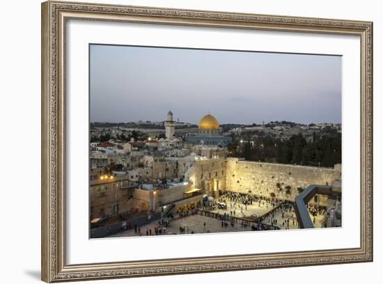 View over the Western Wall (Wailing Wall) and the Dome of the Rock Mosque, Jerusalem, Israel-Yadid Levy-Framed Photographic Print