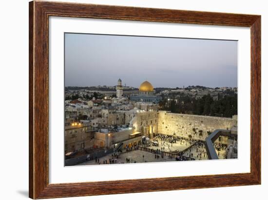 View over the Western Wall (Wailing Wall) and the Dome of the Rock Mosque, Jerusalem, Israel-Yadid Levy-Framed Photographic Print