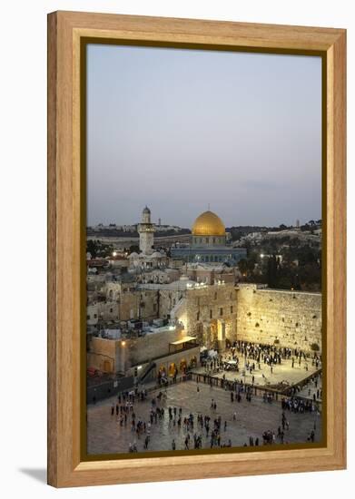 View over the Western Wall (Wailing Wall) and the Dome of the Rock Mosque, Jerusalem, Israel-Yadid Levy-Framed Premier Image Canvas