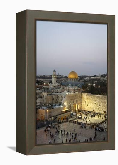 View over the Western Wall (Wailing Wall) and the Dome of the Rock Mosque, Jerusalem, Israel-Yadid Levy-Framed Premier Image Canvas