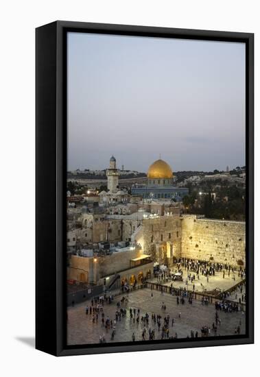 View over the Western Wall (Wailing Wall) and the Dome of the Rock Mosque, Jerusalem, Israel-Yadid Levy-Framed Premier Image Canvas