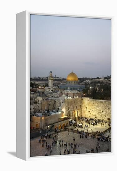 View over the Western Wall (Wailing Wall) and the Dome of the Rock Mosque, Jerusalem, Israel-Yadid Levy-Framed Premier Image Canvas