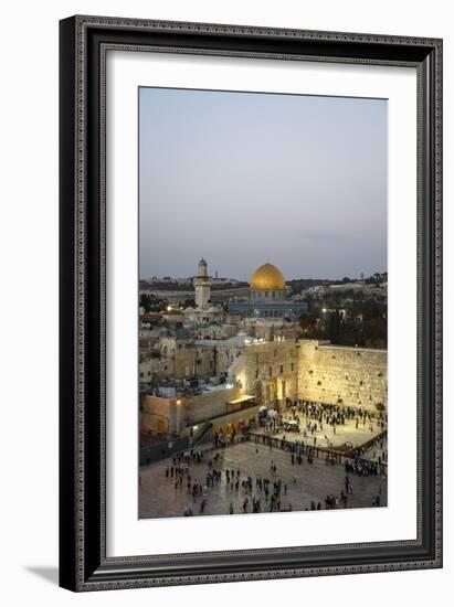 View over the Western Wall (Wailing Wall) and the Dome of the Rock Mosque, Jerusalem, Israel-Yadid Levy-Framed Photographic Print