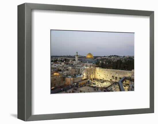 View over the Western Wall (Wailing Wall) and the Dome of the Rock Mosque, Jerusalem, Israel-Yadid Levy-Framed Photographic Print