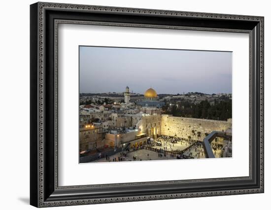 View over the Western Wall (Wailing Wall) and the Dome of the Rock Mosque, Jerusalem, Israel-Yadid Levy-Framed Photographic Print