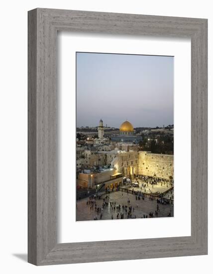 View over the Western Wall (Wailing Wall) and the Dome of the Rock Mosque, Jerusalem, Israel-Yadid Levy-Framed Photographic Print