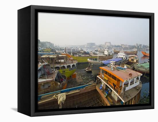 View Over the Wharf of Dhaka, Bangladesh, Asia-Michael Runkel-Framed Premier Image Canvas