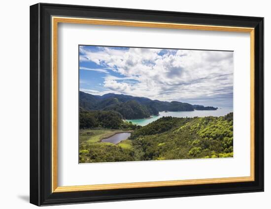 View over Torrent Bay from the Abel Tasman Coast Track, Abel Tasman National Park, near Marahau, Ta-Ruth Tomlinson-Framed Photographic Print