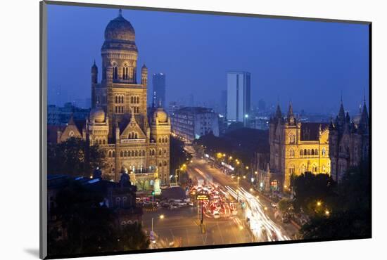 View over Victoria Terminus and Central Mumbai at Dusk, Mumbai, India-Peter Adams-Mounted Photographic Print